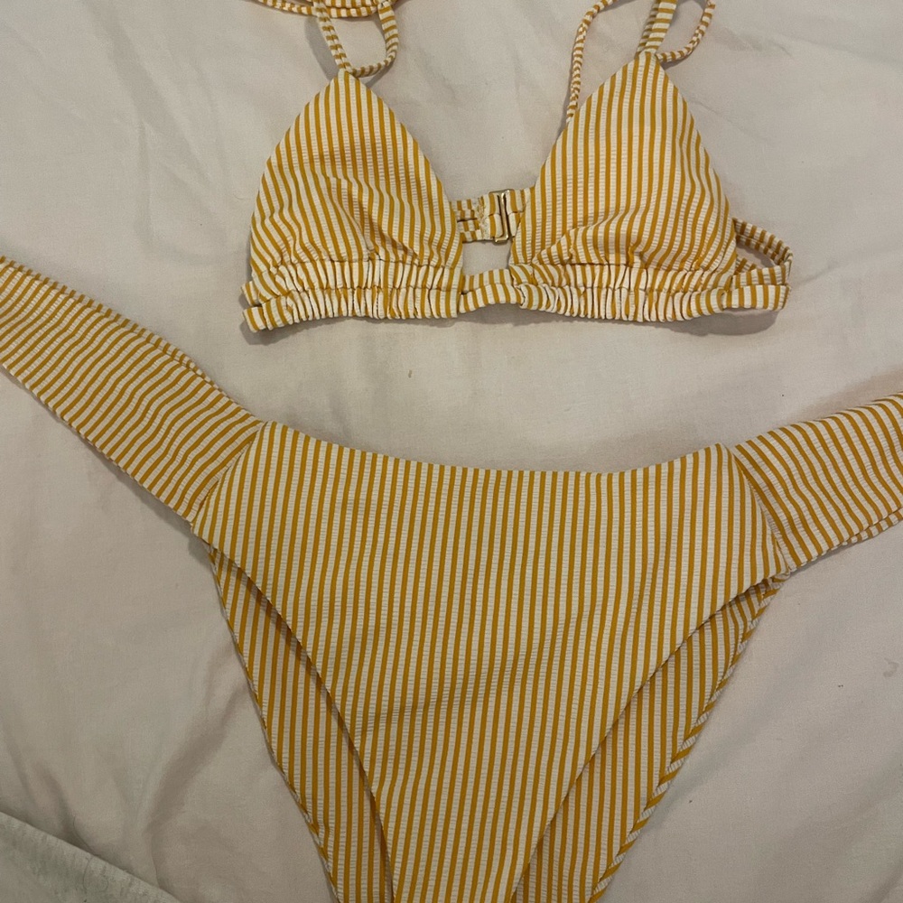Montce Striped Yellow and White Bikini Set